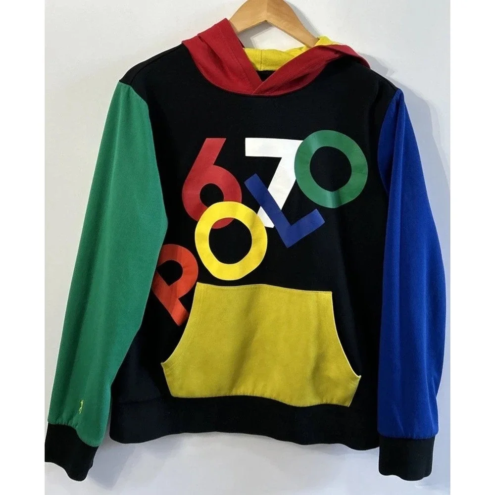 Polo Ralph Lauren Hoodie T-Shirt Boys XL 18-20 PLR67 Graphic Colorblock